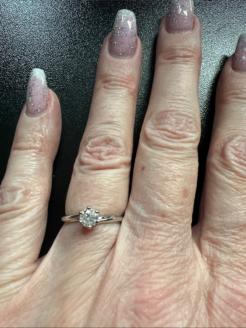 Classic Solitaire Moissanite Engagement style Ring in Silver with Clear Stone